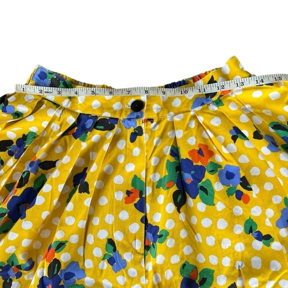 VTG Wide-Leg Culotte Shorts Bright Yellow Floral Polka Dot Howard Wolf USA Sz 12 - Picture 8 of 10
